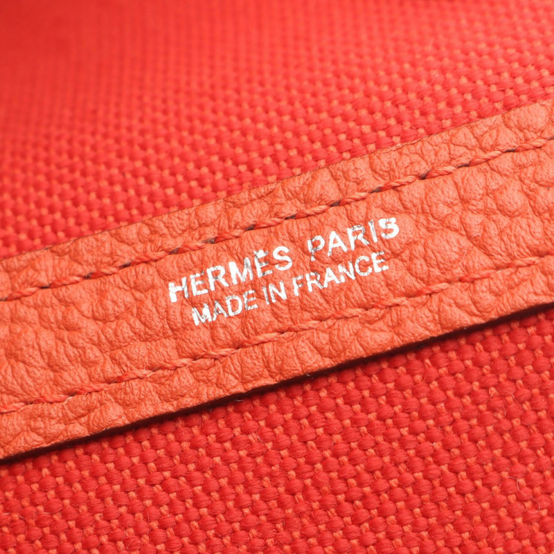 愛馬仕花園派對TPM托特包，帆布、Vache Hunter皮革，紅色，SHW，二手-3