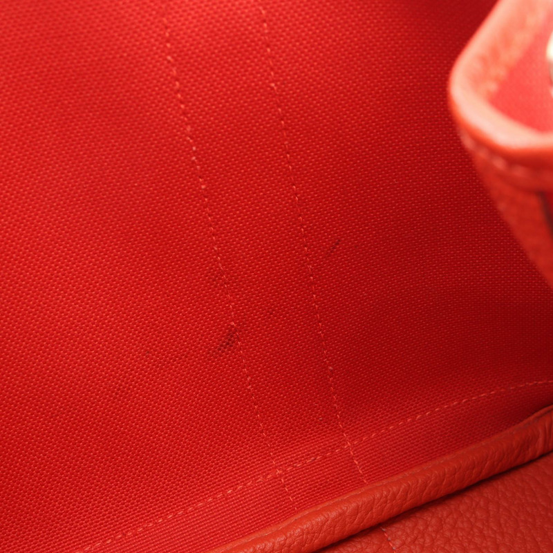 愛馬仕花園派對TPM托特包，帆布、Vache Hunter皮革，紅色，SHW，二手-5