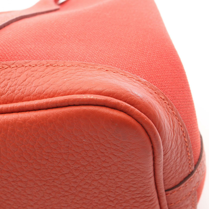 愛馬仕花園派對TPM托特包，帆布、Vache Hunter皮革，紅色，SHW，二手-8