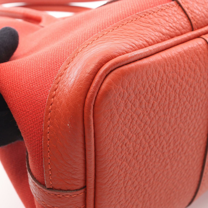 愛馬仕花園派對TPM托特包，帆布、Vache Hunter皮革，紅色，SHW，二手-9