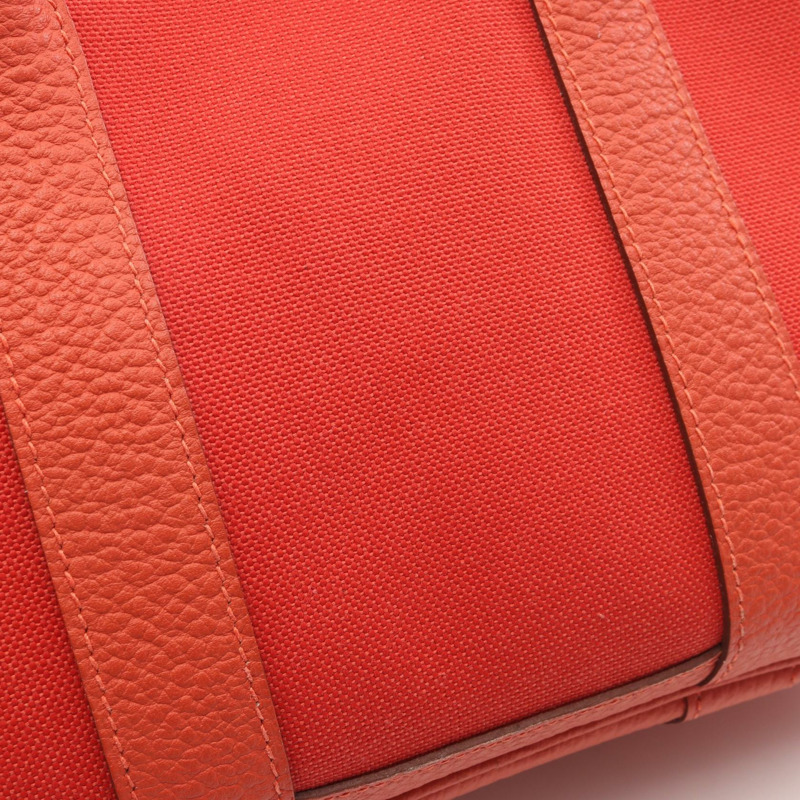 愛馬仕花園派對TPM托特包，帆布、Vache Hunter皮革，紅色，SHW，二手-12