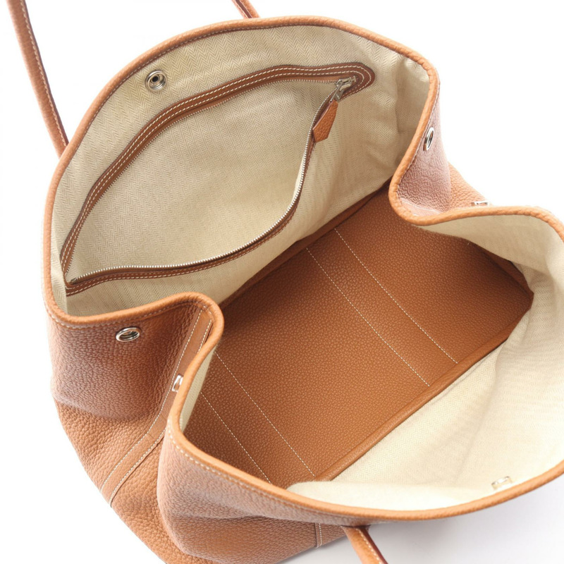 愛馬仕 Garden Party PM 手提包，Negonda 皮革，棕色金色 SHW，二手，女士款-2