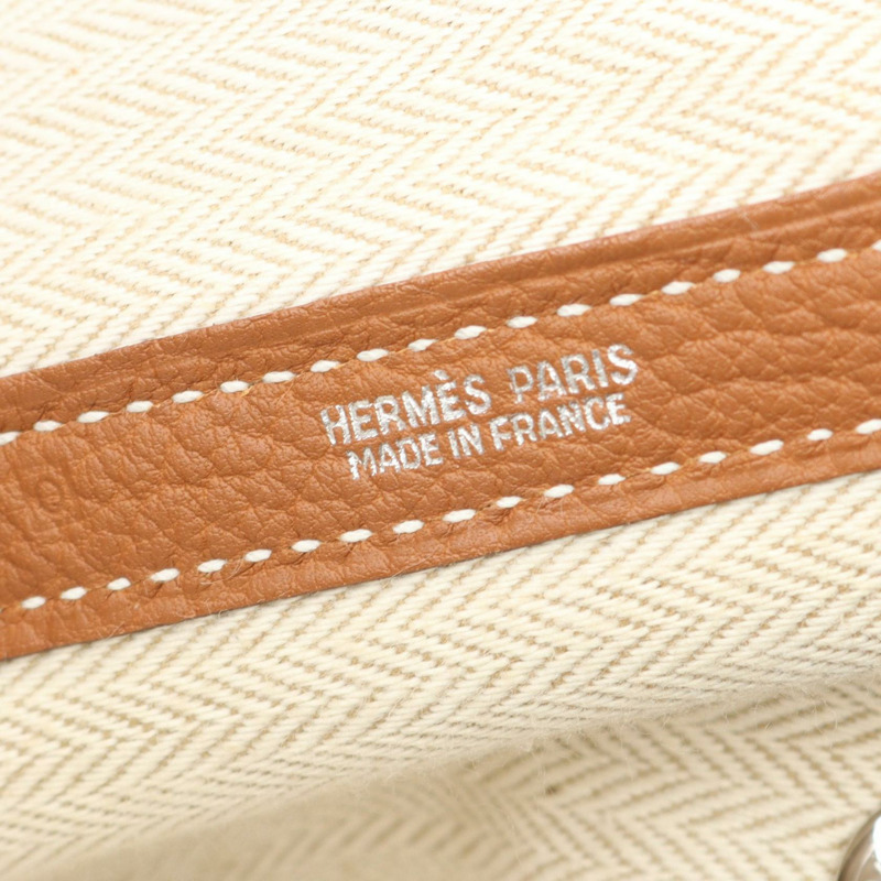 愛馬仕 Garden Party PM 手提包，Negonda 皮革，棕色金色 SHW，二手，女士款-3