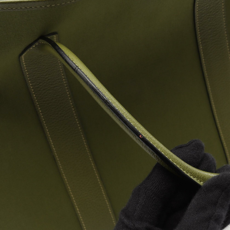 愛馬仕 Garden Party MM 手提包 Toile officier Negonda 皮革卡其色 二手 J-10