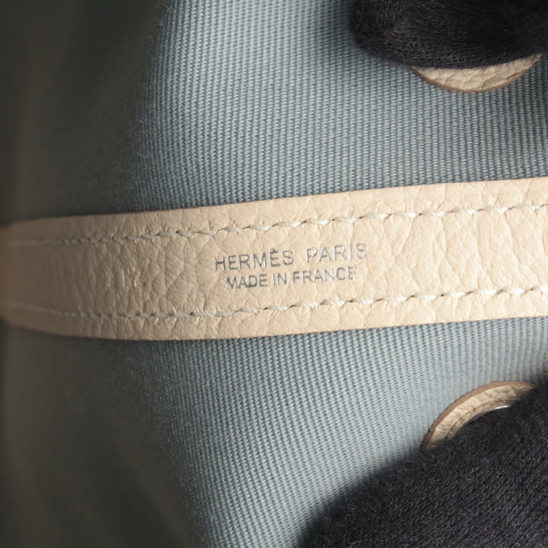 愛馬仕花園派對TPM托特包，帆布皮革材質，藍色米色，二手。-3