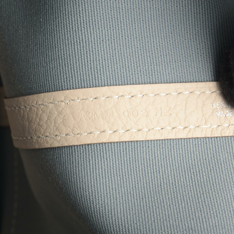 愛馬仕花園派對TPM托特包，帆布皮革材質，藍色米色，二手。-4