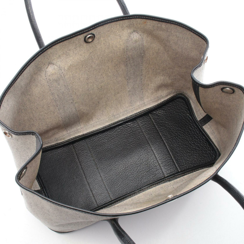 愛馬仕 Garden Party PM 手提包 Negonda 皮革 Toile H 帆布 米白色 二手 G-2