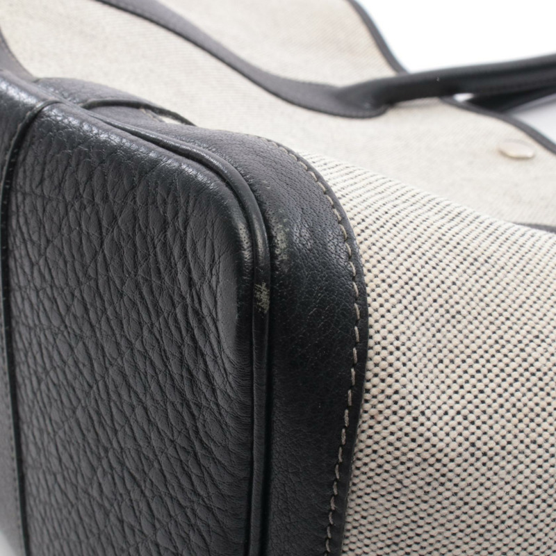 愛馬仕 Garden Party PM 手提包 Negonda 皮革 Toile H 帆布 米白色 二手 G-7