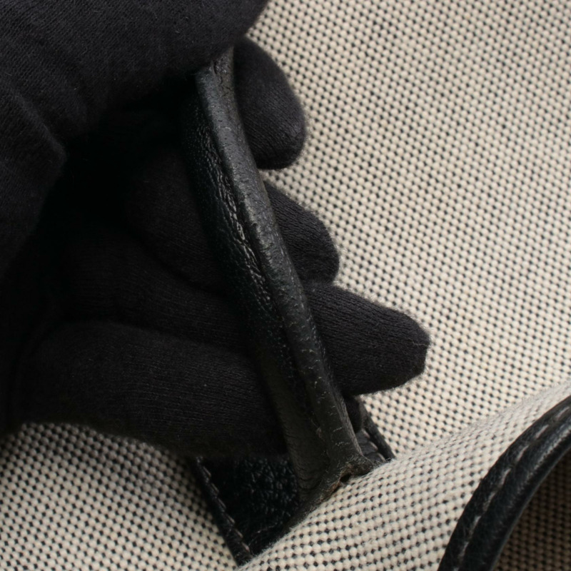 愛馬仕 Garden Party PM 手提包 Negonda 皮革 Toile H 帆布 米白色 二手 G-8