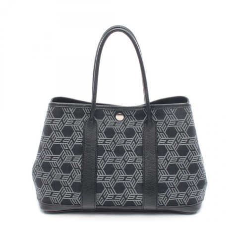 愛馬仕花園派對TPM托特包，帆布材質，黑色/灰色，二手，K SHW