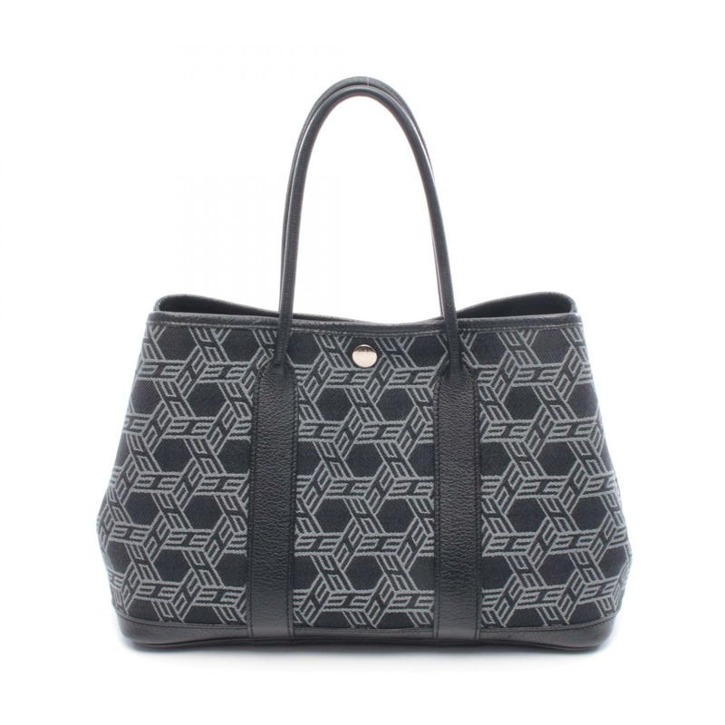 愛馬仕花園派對TPM托特包，帆布材質，黑色/灰色，二手，K SHW-0