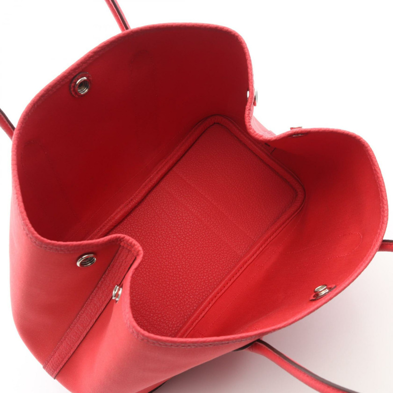 愛馬仕花園派對TPM手提包，Negonda皮革，Toile officier帆布，紅色，二手-2