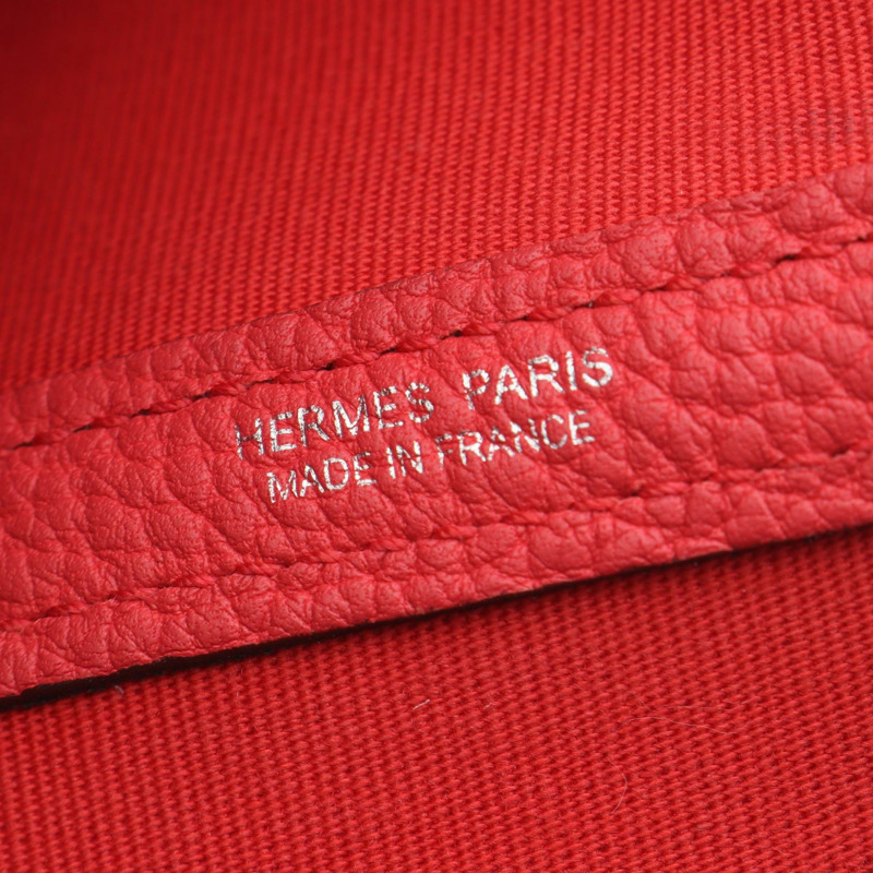 愛馬仕花園派對TPM手提包，Negonda皮革，Toile officier帆布，紅色，二手-3