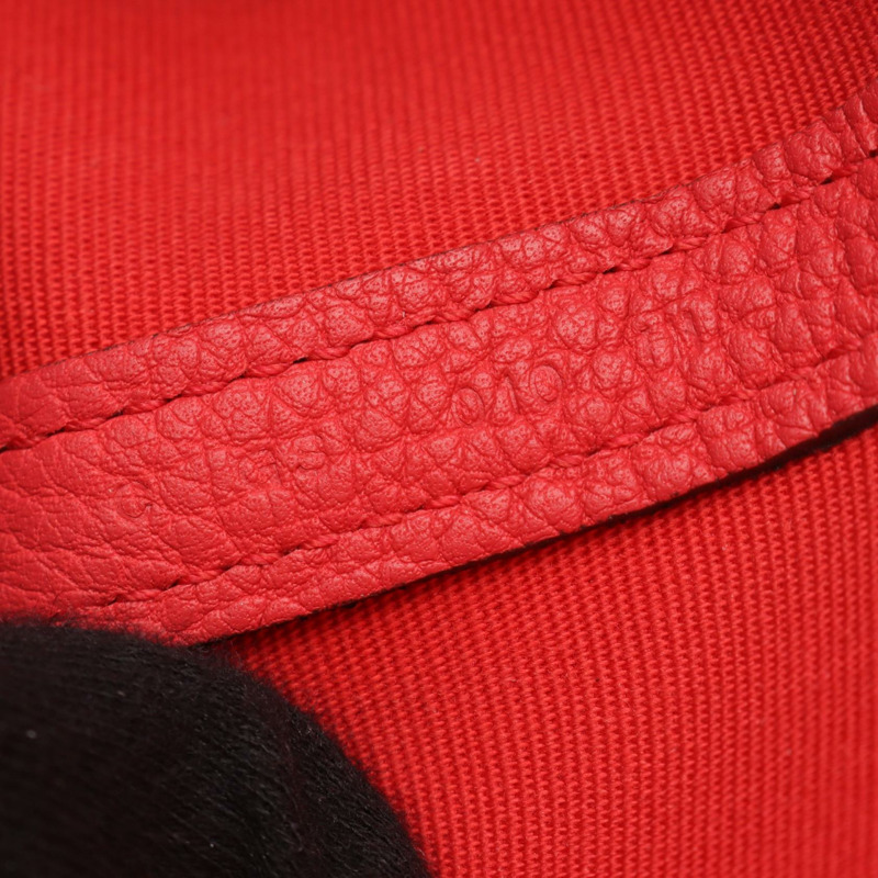 愛馬仕花園派對TPM手提包，Negonda皮革，Toile officier帆布，紅色，二手-4