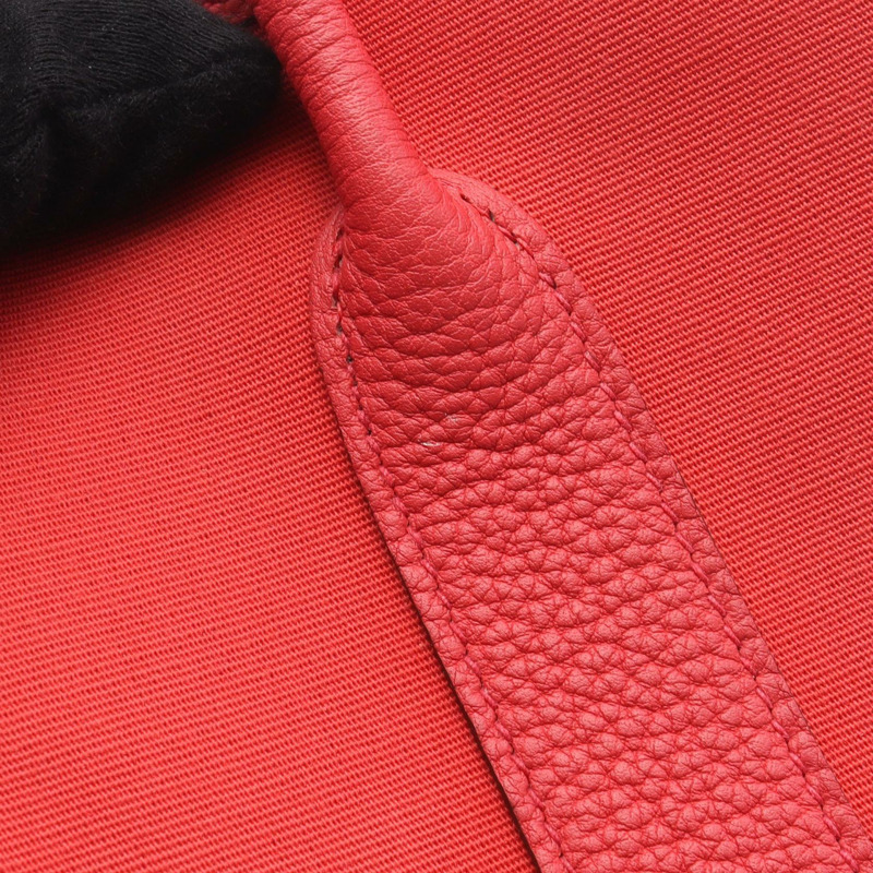 愛馬仕花園派對TPM手提包，Negonda皮革，Toile officier帆布，紅色，二手-5