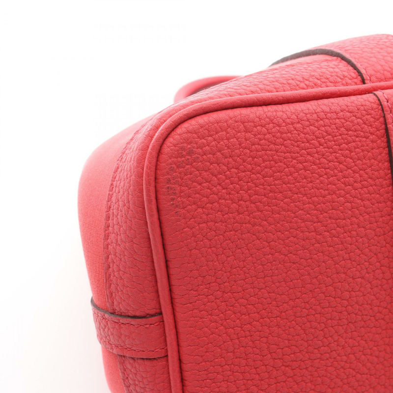 愛馬仕花園派對TPM手提包，Negonda皮革，Toile officier帆布，紅色，二手-6