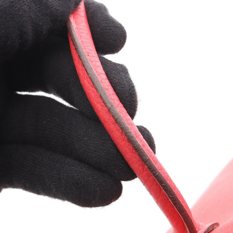 愛馬仕花園派對TPM手提包，Negonda皮革，Toile officier帆布，紅色，二手-11