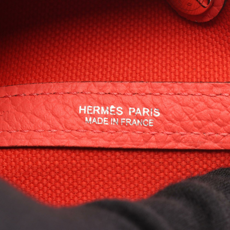 愛馬仕 Garden Party TPM 托特包，軍綠色帆布皮革，紅色 SHW 二手-3