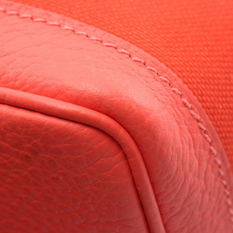 愛馬仕 Garden Party TPM 托特包，軍綠色帆布皮革，紅色 SHW 二手-6