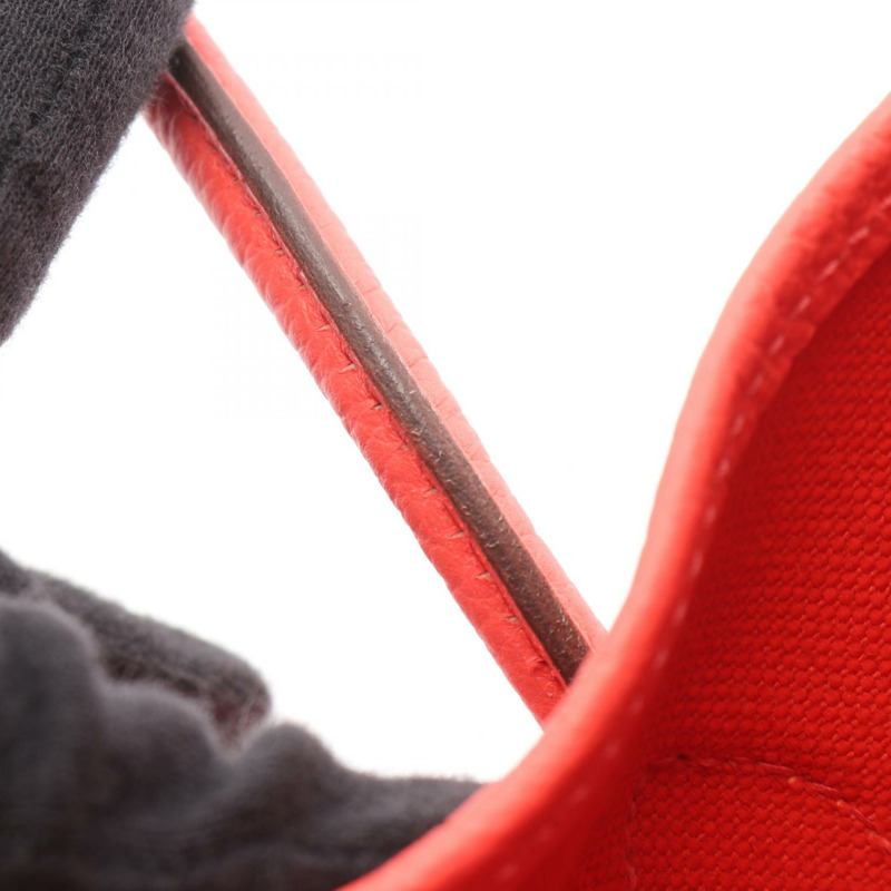 愛馬仕 Garden Party TPM 托特包，軍綠色帆布皮革，紅色 SHW 二手-7