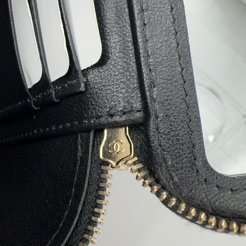 Chanel黑金羊皮菱格手提長盒子皮穿鍊斜背化妝箱AP2199-18