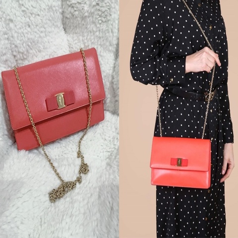 全新未使用經典Salvatore Ferragamo鏈條包