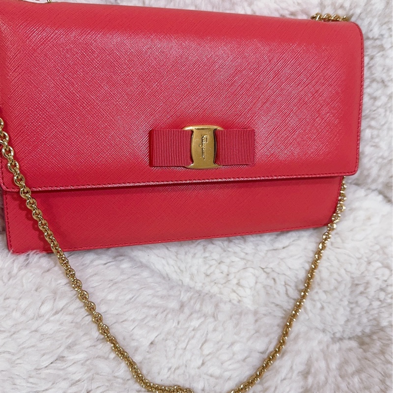 未使用經典Salvatore Ferragamo鏈條包-60