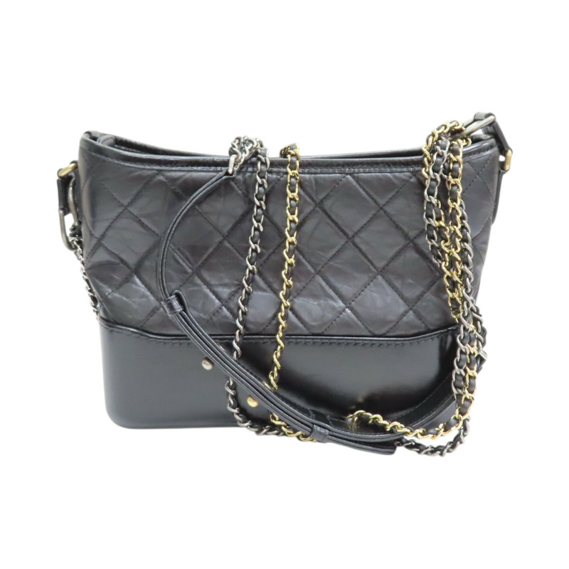 黑色 菱格紋 牛皮 Gabrielle 流浪包 肩背包【CHANEL 香奈兒】 AS1521-1