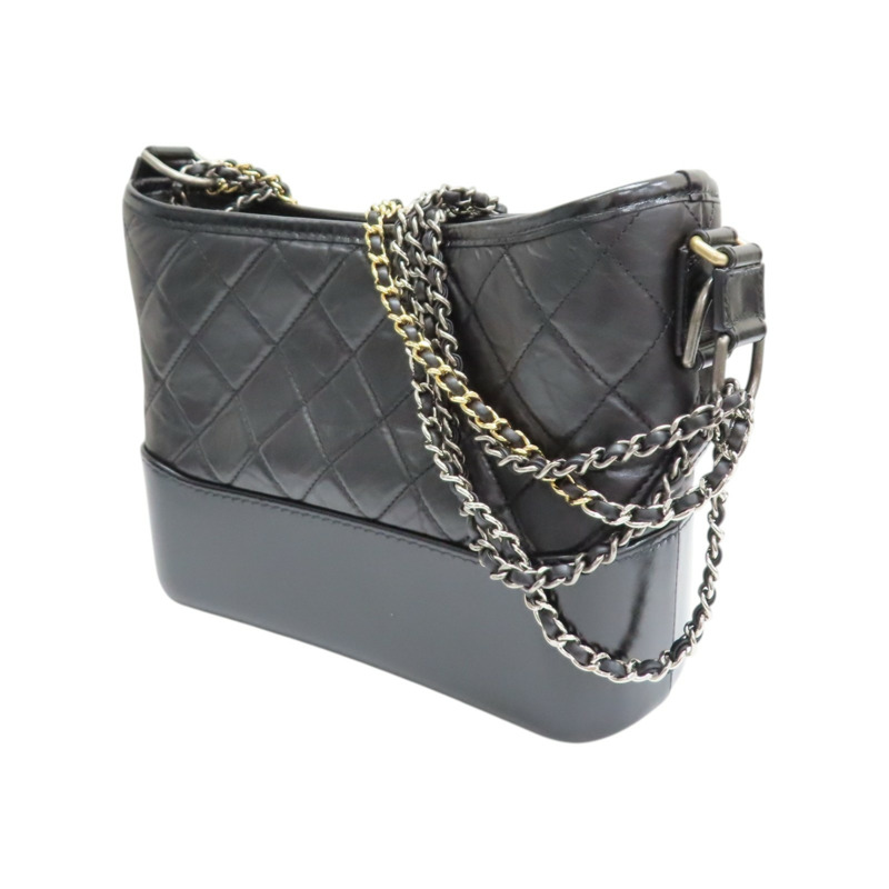 黑色 菱格紋 牛皮 Gabrielle 流浪包 肩背包【CHANEL 香奈兒】 AS1521-2