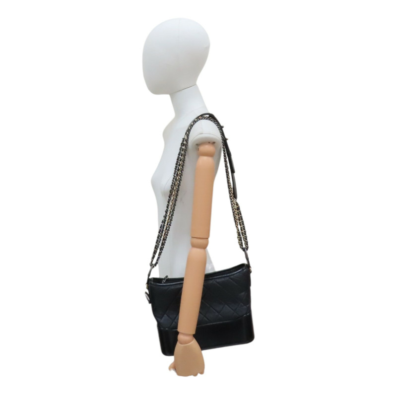 黑色 菱格紋 牛皮 Gabrielle 流浪包 肩背包【CHANEL 香奈兒】 AS1521-10