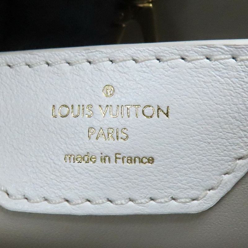白色 原花縷空刺繡 牛皮 Capucines 兩用包【LOUIS VUITTON LV 路易威登】 M22863-7