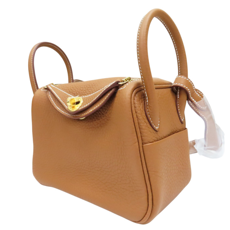 金棕色 Clemence牛皮 Lindy Mini 20 肩背包 G刻 金扣【HERMES 愛馬仕】-2