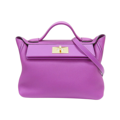 海葵紫色 Swift Togo牛皮 24/24 29 两用包 D刻 金扣【HERMES 愛馬仕】 H075240CC