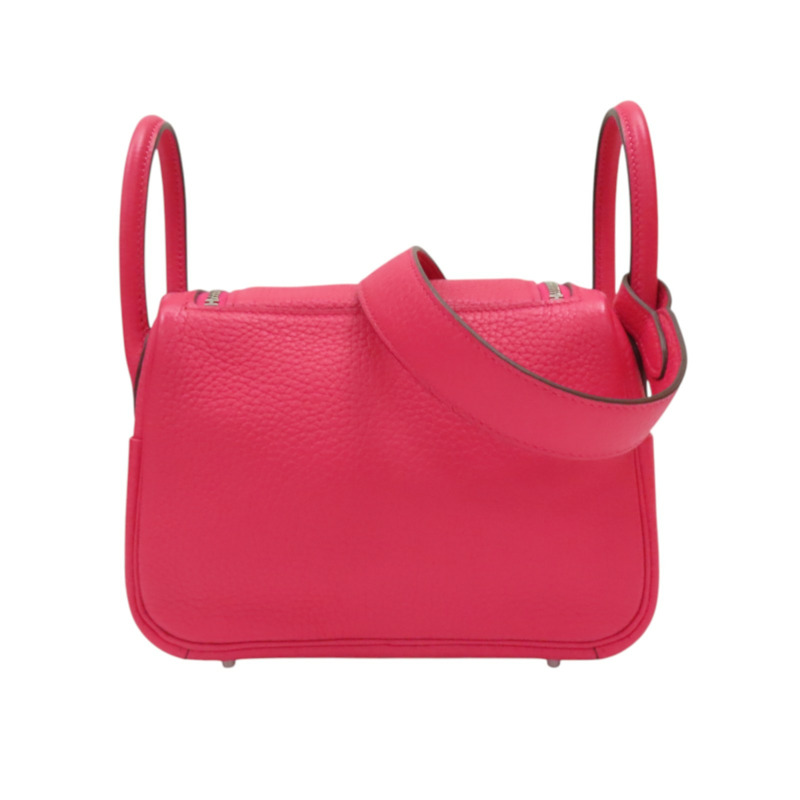 極致粉 Clemence牛皮 Lindy Mini 肩背包 Y刻 銀扣【HERMES 愛馬仕】 H079086CK-1