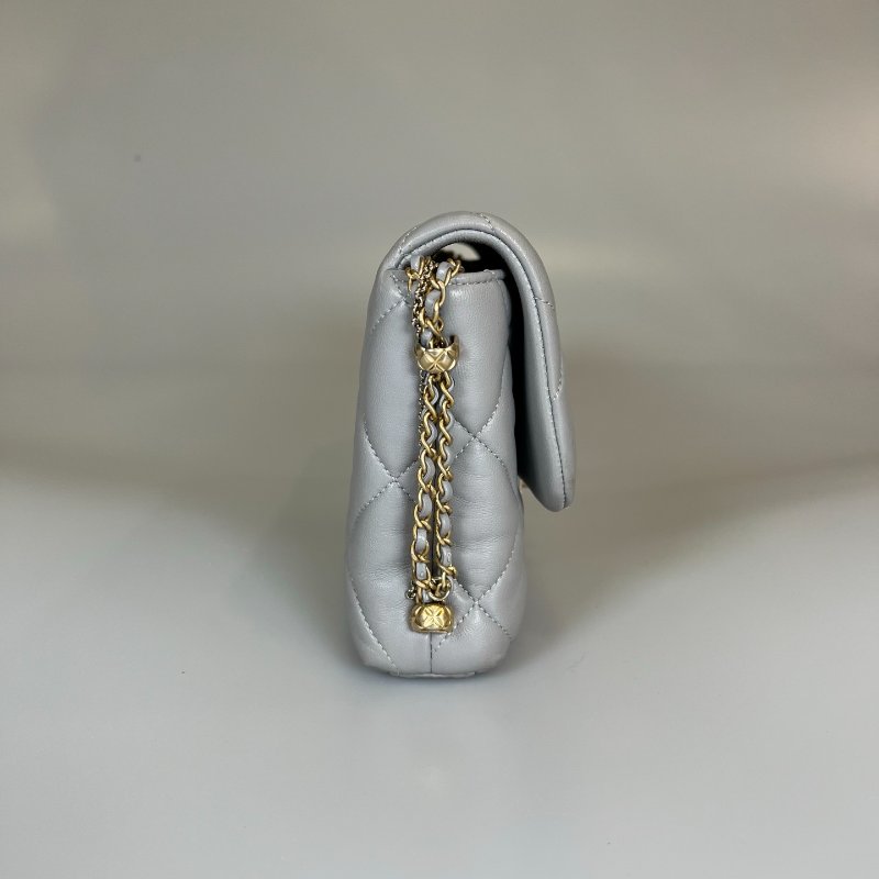 CHANEL CF灰珍珠季節款側肩包 AS2563/晶片款-2