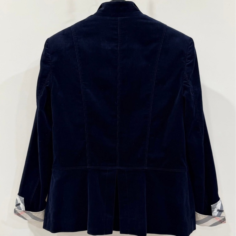 BURBERRY 倫敦 滿版格紋燈芯絨外套 深藍近黑-2
