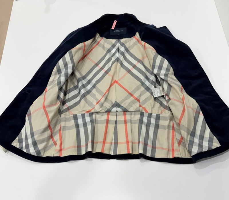 BURBERRY 倫敦 滿版格紋燈芯絨外套 深藍近黑-7