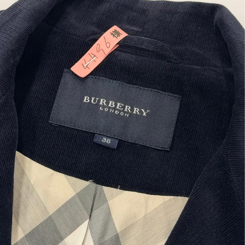 BURBERRY 倫敦 滿版格紋燈芯絨外套 深藍近黑-8