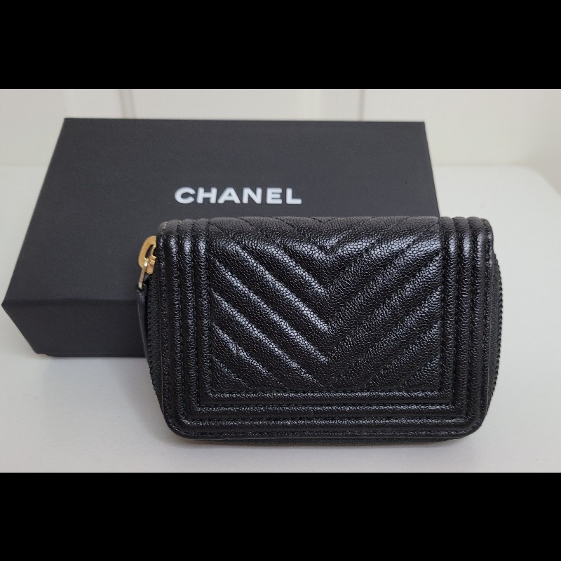 ⭐chanel 3層黑金卡夾 魚子醬皮革-2
