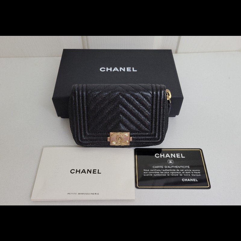 ⭐chanel 3層黑金卡夾 魚子醬皮革-4