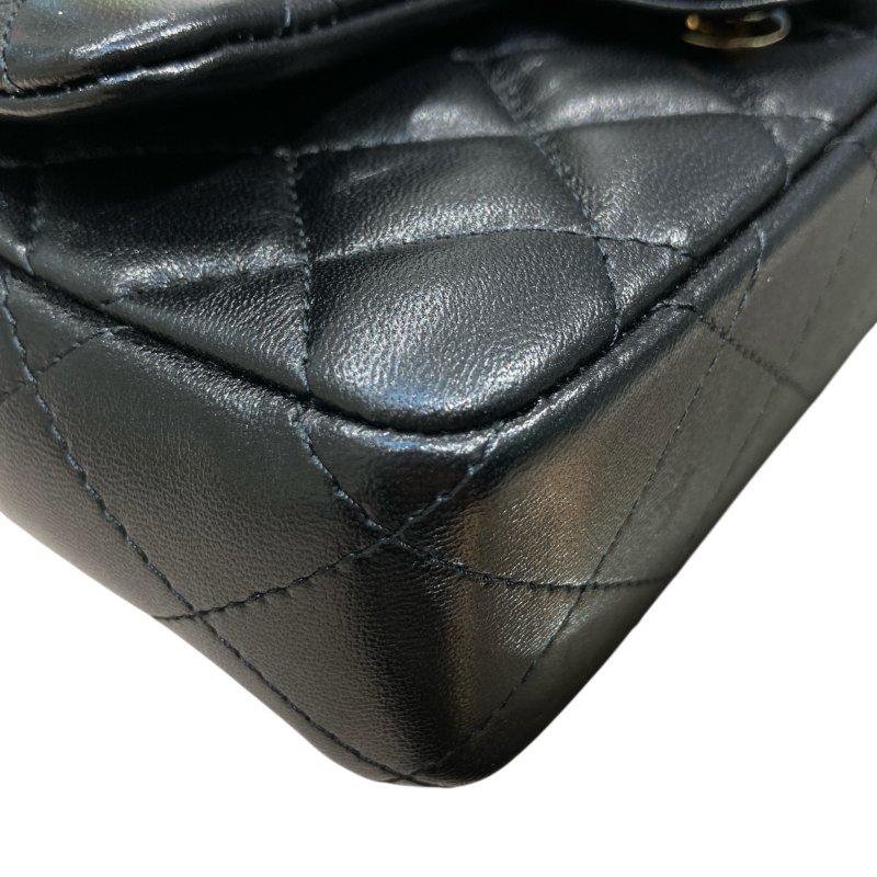 CHANEL 香奈兒 CF MINI 經典翻蓋側背包 小羊皮 黑色 金釦-7