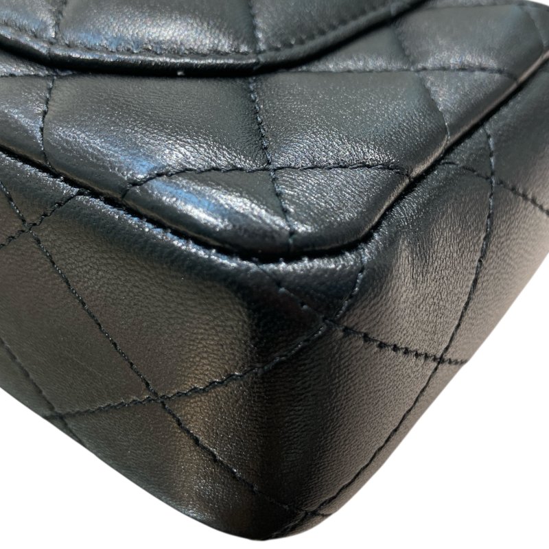 CHANEL 香奈兒 CF MINI 經典翻蓋側背包 小羊皮 黑色 金釦-10