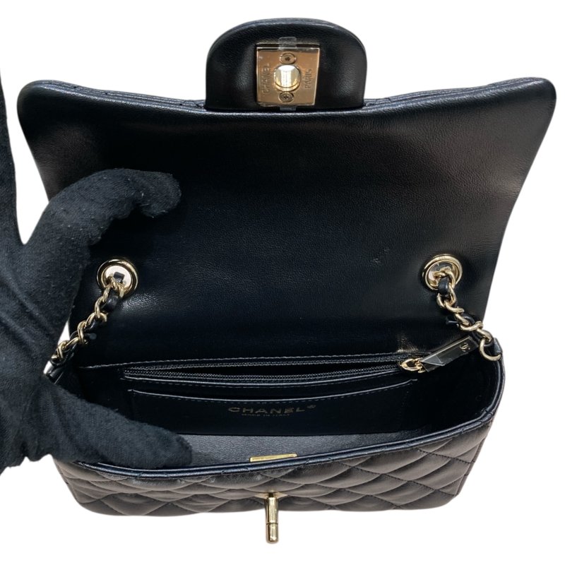 CHANEL 香奈兒 CF MINI 經典翻蓋側背包 小羊皮 黑色 金釦-11