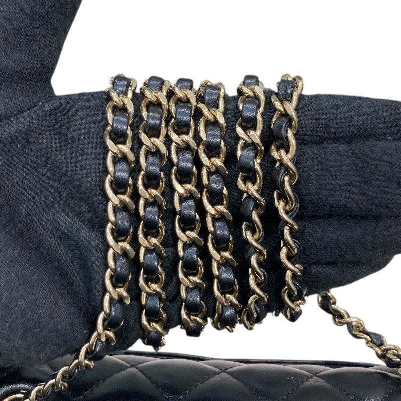 CHANEL 香奈兒 CF MINI 經典翻蓋側背包 小羊皮 黑色 金釦-12