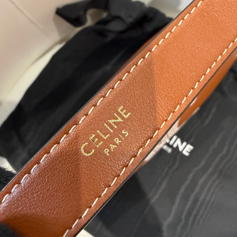 CELINE 棕色Logo手提包 🩷 刺繡凱旋門-1