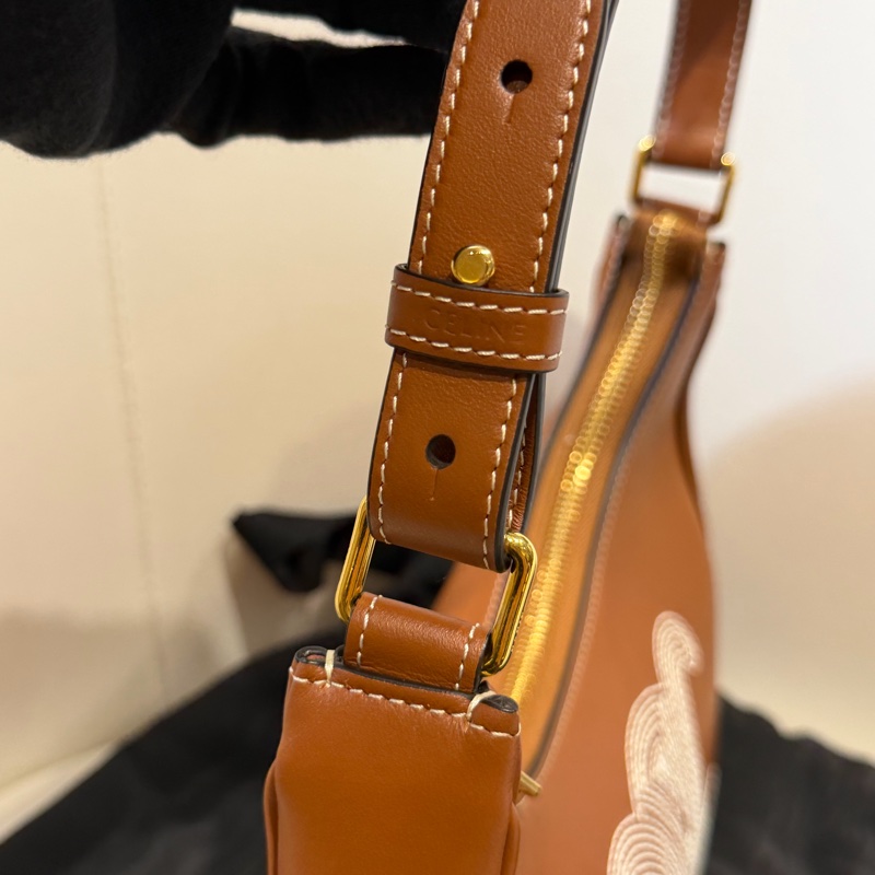 CELINE 棕色Logo手提包 🩷 刺繡凱旋門-4