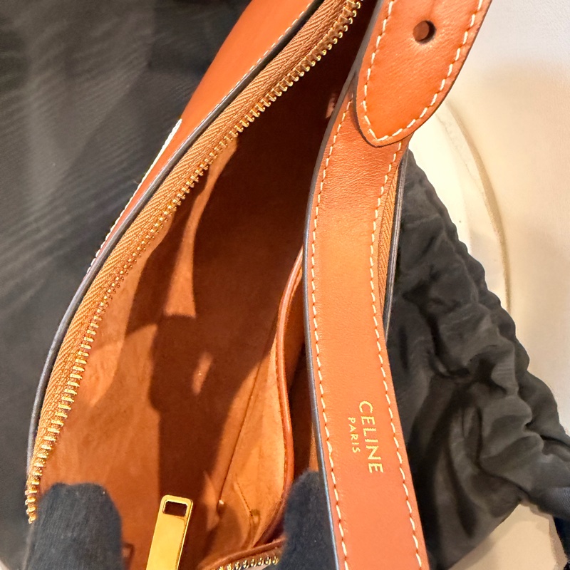 CELINE 棕色Logo手提包 🩷 刺繡凱旋門-11