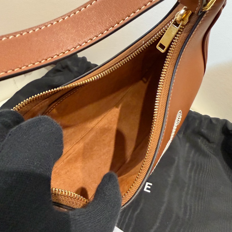 CELINE 棕色Logo手提包 🩷 刺繡凱旋門-12