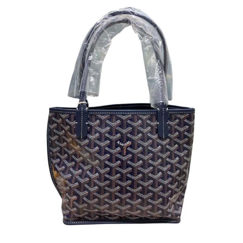 GOYARD 高雅德 SAINT LOUIS MINI 迷你托特包 GOYARDINE帆布 深藍色 銀釦-2