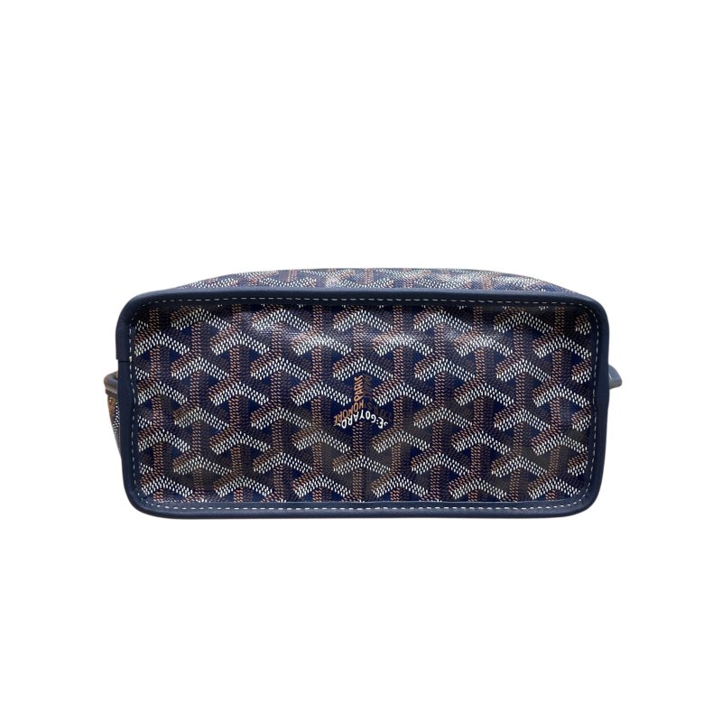 GOYARD 高雅德 SAINT LOUIS MINI 迷你托特包 GOYARDINE帆布 深藍色 銀釦-5